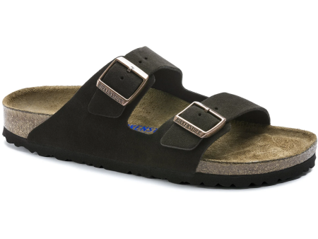 Birkenstock Arizona Suede Leather Soft Footbed Sandal in Mocha For Cheap