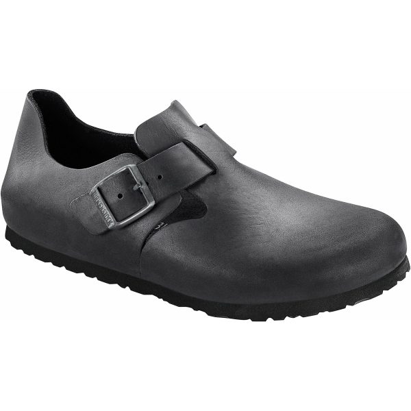 Birkenstock London Oiled Leather Classic Footbed in Black Cheap