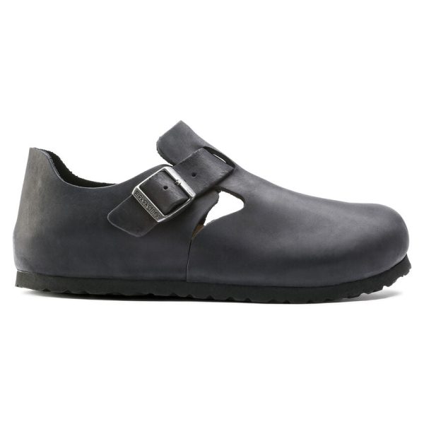 Birkenstock London Oiled Leather Classic Footbed in Black Cheap