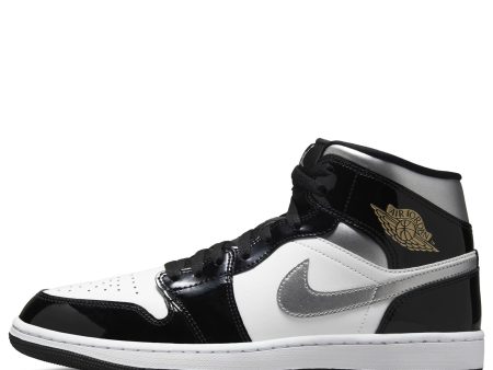 Air Jordan 1 Mid SE - Black Metallic Silver Hot on Sale