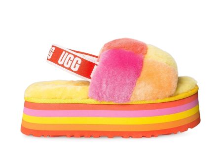 UGG Disco Checker Slide Pride Rainbow Yellow Sandals - Women s Hot on Sale