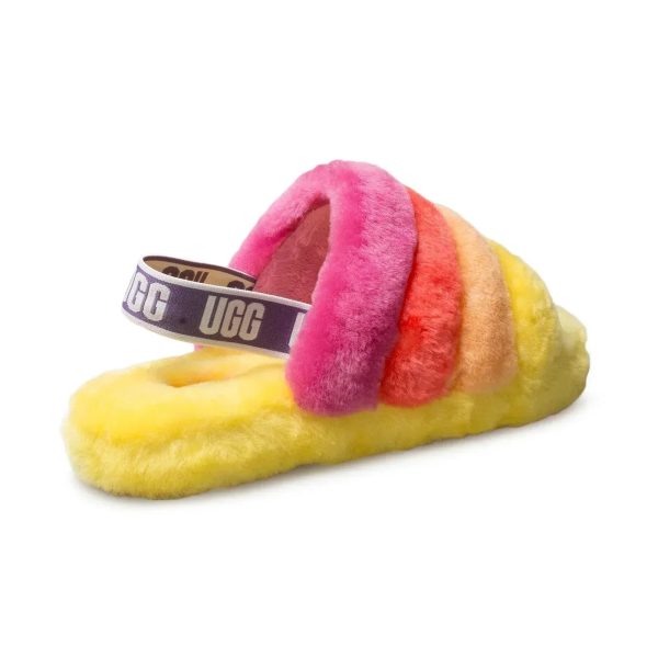 UGG Fluff Yeah Slide Pride Rainbow Yellow Slippers - Men s Cheap