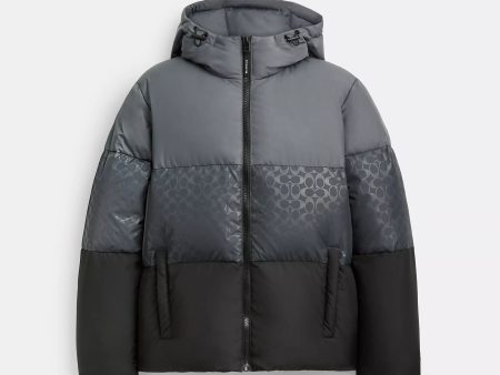 Coach Outlet Colorblock Down Jacket In Recycled Polyester on Sale