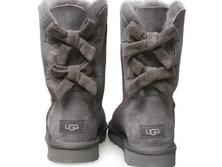 UGG Bailey Bow Corduroy Grey Boots - Women s Online Sale