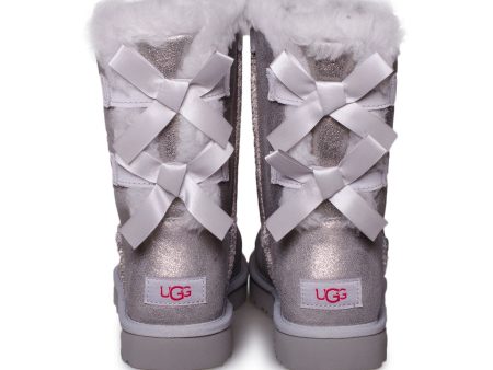 UGG Bailey Bow Glisten Silver Boots - Women s Sale