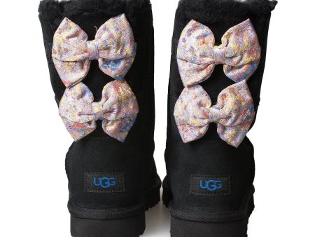 UGG Bailey Bow Abstract Splatter Black Boots - Women s Hot on Sale