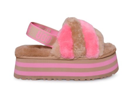 UGG Disco Stripe Slide Chestnut Pink Rose Slippers - Women s For Sale