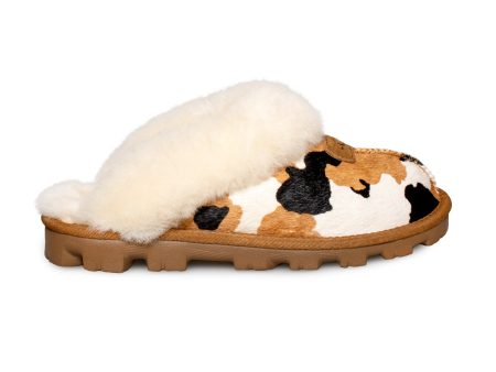 UGG Coquette Cow Print Chestnut Slippers - Women s Hot on Sale