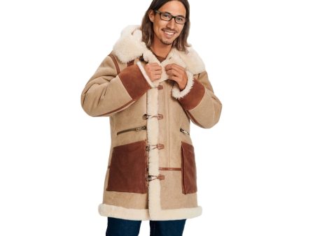 UGG Yates Shearling Hooded Sand Coat - Men s Sale