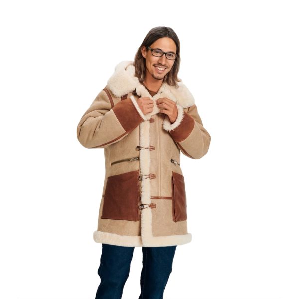 UGG Yates Shearling Hooded Sand Coat - Men s Sale