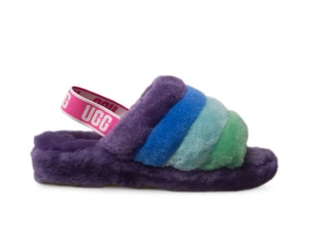 UGG Fluff Yeah Pride Slide Purple Rainbow Slippers - Women s Sale